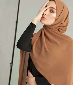 Partihandel-vanlig bubbla Chiffon Scarf Hijab Wrap Printe Solid Färg Sjalar Headband Muslim Hijabs Scarves / Scarf 47 Färger