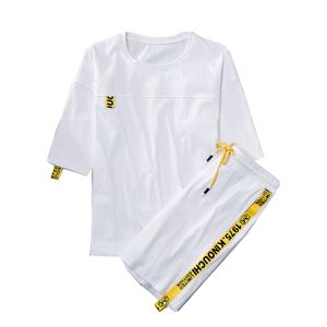 スウェットスーツメンズトラックスーツ夏の男性セット半袖Tシャツヒップホップトップス+ショーツスーツスポーツウェアセット男性服男性セットCX200609