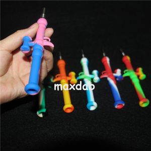 pipes hookah portable silicone water bongs unbreakable smoking pipe Dab Oil Rig Concentrate Hookahs with Wax Container Titanium Nail