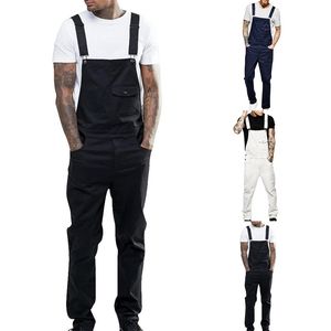 2019 New Men Denim Carpinteiro Macacões Comprimento Completo Calças Casuais Solto Bancão Calças Masculinas Moda Hip Hop Jumpsuit Bib Masculino