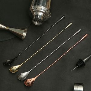 304 stainless steel cocktail stir spoon 40cm spiral pattern water drop bar spoon bar tool WB544