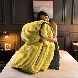 Vintern duvet Cover Magic Fleece Quilt Bed Comporter Cover Stripe Bedding Flanell Thickning Warm Velvng Däcke Y200417