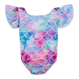 Baby girls swimwear spädbarn barn baby tjejer mode print reffled bowknots baddräkt badkläder simning barn baddräkt