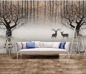 Duvar Kağıdı Duvarlar için 3 D Oturma Odası için Retro Nostaljik Orman 3D TV Arka Plan Duvar Dekoratif Boyama