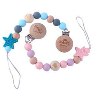 Новый 21см Baby Pentagram Pentagram Bracele Bracte Food County Silicone жует медсестра подарок ожерелье для ожерелья PACKISIOR CLIP DIY Baby Custom