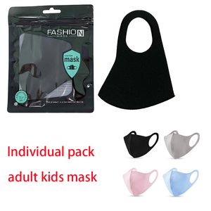 Individual Pack Designer Máscara Preto Cor-de-rosa Cinza Cama Cobertura PM2.5 Respirador Dobrável Invalível Lavável Gelo De Silk Máscaras De Party Masks