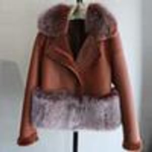 Höst Vinter Varm Real Fur Coat Kvinnor Med Real Fox Fur Trim Genuine Suede Läder Fur Jackor