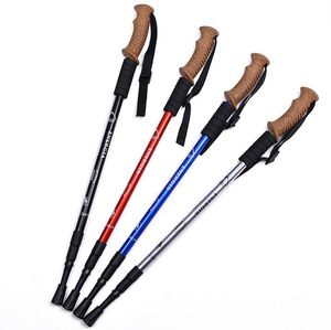 Utoors Trumpet Cork Trekking Poles Ultra Light Telescopic Alpenstock Multi Function Straight Handle Vandring på Foot Walking Stick 11an I1KK