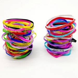 New 200pcs/Lots jelly Silicone Bracelet Wristband Cuff Bangle Boy Girl Elastic Mixed Style Jewelry Gifts
