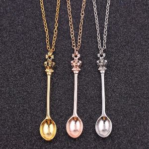 Partihandel smycken, kedja, guld, silver, krona mini tekanna Royal Alice Snuff Necklace, Crown Spoon Pendant Necklace