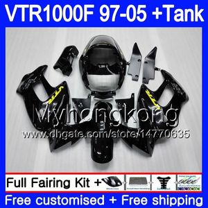 Honda SuperHawk VTR1000F 97 98 99 00 01 02 256Hm.0 VTR1000 F VTR 1000 F 1000F 1997 1998 1999 2000 2000 2000 2002フェアリング光沢のある黒