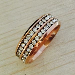 Rhinestone Rings For Women Stainless Steel 18K Rose Gold women Finger Rings Femme Wedding Engagement Rings Jewelry