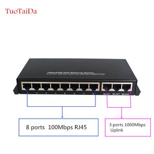 Freeshipping Poe Switch 11 منافذ (8 منافذ Poe + 3 منافذ Uplink) Poe Switch Cameras Poe IP PoE و Power AP اللاسلكي IEEE 802.3AF (15.4W)