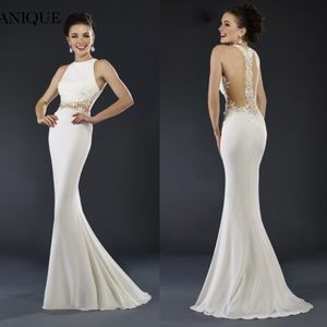 Janique elegante sereia mãe da noiva vestidos jóia sem mangas rendas apliques vestido de convidado de casamento trem varredura vestidos de noite