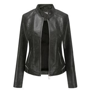 Mulheres jaqueta de couro slim Matte Vintage Leather Coat Lã Interior Inverno Suede gola Motor motociclista Casacos Moda Jacket