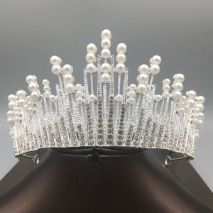 Princesa Pérolas Casamento Nupcial Tiara Strass Head Pieces Crystal Bridal Headbands Acessórios para o cabelo Festa à noite Vestidos de noiva
