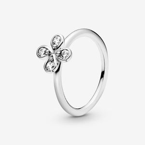 Nowa marka 100% 925 Sterling Silver Four-Petal Kwiat Pierścień Dla Kobiet Pierścionki Zaręczynowe Mody Biżuteria Darmowa Wysyłka