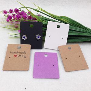 200pcs 5*4cm Kraft Paper handmade with love gift earring cards Jewelry display card,earring packing card