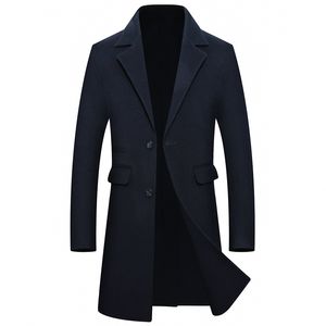 Модные мужские Длинные шерстяные пальто 2018 новое поступление с двумя пальцами куртки высочайшего качества мужской M-4XL бизнес шерсть пальто для мужчин