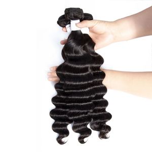 Indian Jungfrau Haar lose tiefe 3 Bündel 4 Bündel menschliches Haar Schießerei Indian Haarprodukte Natural Black Curly