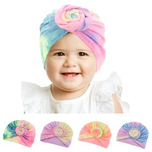 Säuglingsmütze für Neugeborene, Mädchen, Jungen, Turban-Kappe, Batikmuster, für Kinder, Kleinkinder, Twist-Knoten-Kappen, Beanie-Mütze, Kopfbedeckung, Kopfbedeckung, Schal, Wickel