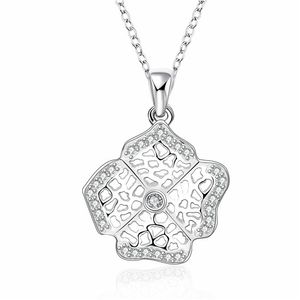 Wholesale sterling silver 18 inch necklace for sale - Group buy Plated sterling silver necklace inches Fashion flower zircon pendant necklace DHSN574 Top silver plate Pendant Necklaces jewelry