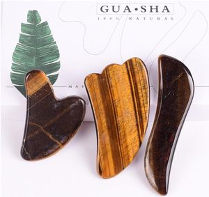 Face Gua Sha Tool 3PC Set Present Box 100 Natural Tiger Eye Healing Stone Gua Sha Massage Scraping Face Beauty Skin Care Massager