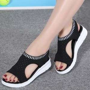 Nova Moda Mulheres Sandálias Verão Nova Plataforma Sandália Sapatos Respirável Conforto Compras Senhoras Sapatos Branco Preto