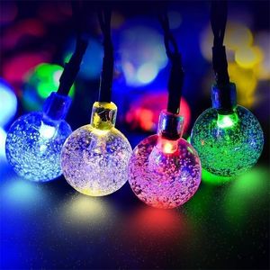 50 Leds Crystal Ball Garden Dekoration Solarlampa Kraft 7m String Fairy Lights Garlands Jul av dekorativa LED-lampor