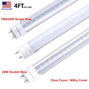 T8 LED Light Tubes 4 ft 4feet 18W 22W 28W Bulbs Lighting Fluorescent Tube 4ft G13 Bi-pin Dual Ended Power Warehouse Garage Shop Lamp