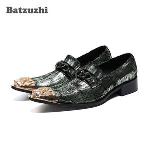 Batzuzhi British Style 남성 신발 잘 생긴 남자 가죽 드레스 신발 골드 아이언 발가락 사업, 파티 및 웨딩 신발 남자 Erkek Ayak