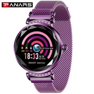 Panars Elegant Diamond Patchwork Purple Smart Watches For Phones Heat Rate Magenetic Band Digital Wristwatch Women Girl New