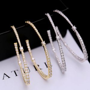 Wholesale Vecalon 925 Silver Large Hoop Earrings Gold Silver Color For Women Big Circle Earrings 925 Sterling Silver Wedding Jewelry Party Accessories