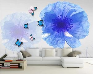 3d Wallpaper on A Wall Custom Photo Mural Modern Literary Abstract Flower Butterfly HD Wallpaper
