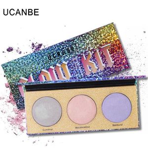 Ucanbe 3 Kolor Shimmer Chammeon Highlighter Makeup Paleta Crystal Sugar Podświetlanie Bronzer Glow Eye Shadow Kosmetyczne Zestaw 60 sztuk / partia DHL