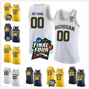 ミシガンウルヴァリンズNCAAファイナル4バスケットボールジャージカスタマイズ可能XS-6XL 3 Zavier Simpson 4イザヤ肝臓13 Moritz Wagner 15 Jon Teske