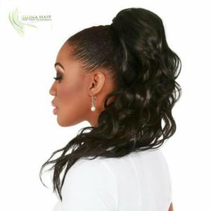 Warp Ponytail Hair Extension 20 Inch wavy curly Drawstring Ponytail 140g/Pack African American Wrap real natural hair clip In