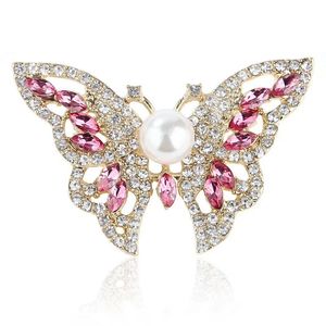 Luksusowy Wysokiej Jakości Kryształ Rhinestone Piękny Butterfly Broszka Kobiety Biżuteria Ślubne Akcesoria Pin Fantazyjny Złoty Kolor Insekta Przeposażenie dla Lady