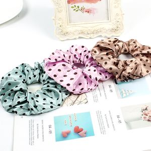 Scrunchie Stretch головная повязка Scrunchies Женщины Elegant Bands Полька Dot атласная Упругие волосы Tie Scrunchie хвостик держатель аксессуары 50PCS 1015C