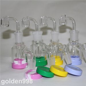 narghilè 14mm maschio raccoglitore di cenere di vetro in silicone bong tubi dell'acqua con 3 pollici 2 pezzi contenitore da 10 ml recuperatore di pyrex spesso acchiappacenere per fumare