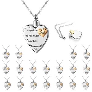 Unisex Angel Wing Memorial Keepsake Ashes Urn Pendant Heart Necklace,I Used to Be His Angel Now He's Mine