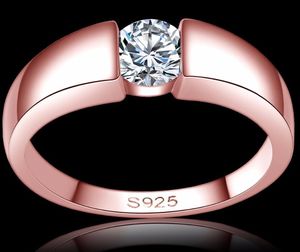 Alta qualidade rose gold filled zircon anéis de pedra Top Design engagement Banda amantes Anel para Mulheres Homens