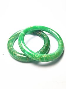 Wholesale vintage jade bangles for sale - Group buy Koraba Vintage Women Gold Edge Natural Green Jadeite JADE Bracelet Bangle for Women