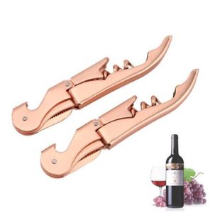 Garrafa de aço anti-derrapante Handle Red Wine Opener inoxidável Corkscrew Faca Pulltap Duplo articulada Beer Opener Kitchen Bar Ferramenta presente DBC