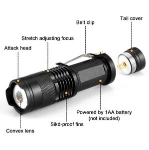 Led COB flashlight mini tactical Q5 Flashlights IP66 waterproof zoom flashlight torch portable outdoor hiking camping torches lamp