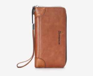 Wallet Fashion Men PU Large Capacity Phone Passport Zipper Long Wallet
