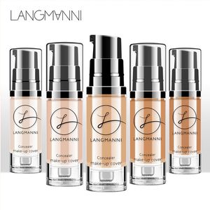 Langmanni 6 Cores Cobertura Líquida Corretivo 6 ml Olho Círculos Escuros Creme Maquiagem Rosto Corrector À Prova D 'Água Make Up Base de Cosméticos