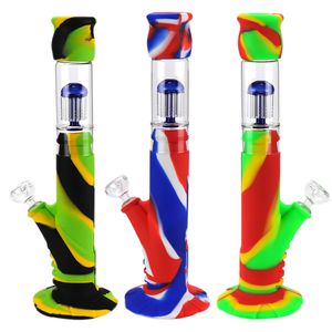 DHL Super Gross Gross Gross Bubbler Water Bongs Silicone Fumando Tubro Dois Em um Bongo de Bonga de Vidro Bonga Boletas de Óleo de Ligahes Bolsas de Óleo