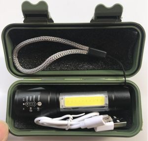 New Mini usb rechargeable flashlights Portable Aluminum Q5 LED Flashlight COB Working Light lanterna Powerful Flashlights Torch Lamp 3 Modes with battery torches