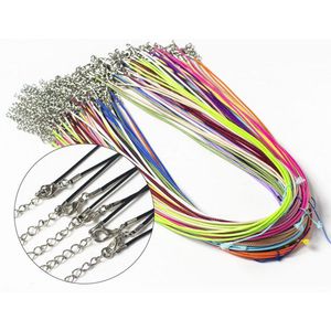 Corda de cera CANDRA DE CASTA RETAS 1.5mm fio para DIY pingente colares com fecho de lagosta 18 '' 100 pcs / lote 20 cores fio cordão de jóias